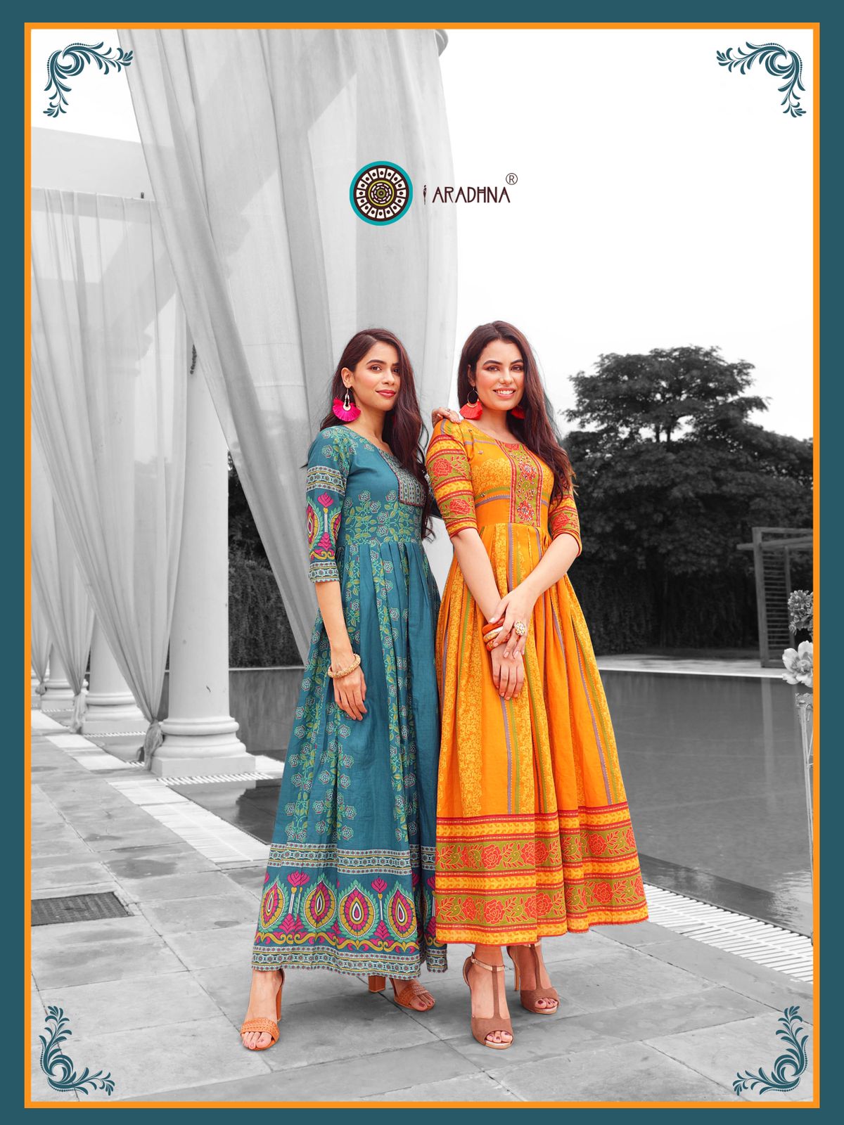 Aradhna Fashion Stripy 1 Heavy Cotton Anarkali Ethnic Wear Stylish Kurti Collection